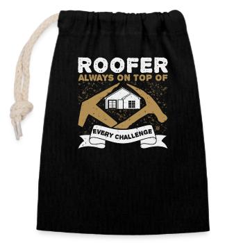 Funny Roofer Carpenter Craftsman - Closable cotton gift bag (14x20cm) - black - Front