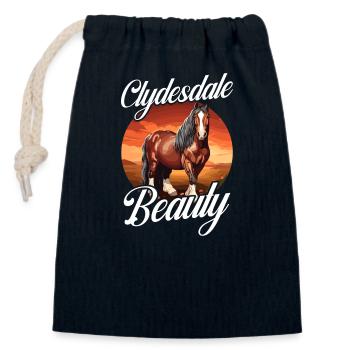 Cheval à sang froid Amateurs de chevaux à cheval - Sac cadeau en coton avec cordon (14 x 20 cm) - bleu marine - Devant