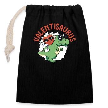 Saint-Valentin Dinosaure T-Rex 14 février Dino - Sac cadeau en coton avec cordon (14 x 20 cm) - noir - Devant