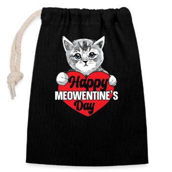 Valentinstag-Geschenk 14. Februar Süsse Katze - Verschließbarer Geschenkbeutel aus Baumwolle (14x20cm) - Schwarz - Vorne