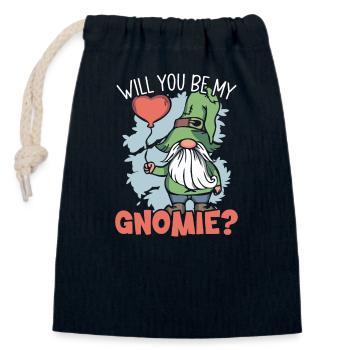 Valentine's Day Gnome February 14 Gardening Garden - Closable cotton gift bag (14x20cm) - navy - Front