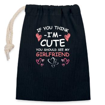14. Februar Valentinstag-Geschenk Freundin Liebe - Verschließbarer Geschenkbeutel aus Baumwolle (14x20cm) - Navy - Vorne
