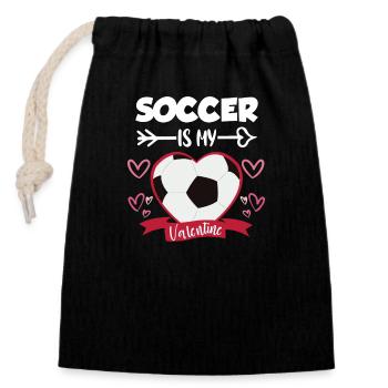 14. Februar Valentinstag-Geschenk Fussball - Verschließbarer Geschenkbeutel aus Baumwolle (14x20cm) - Schwarz - Vorne