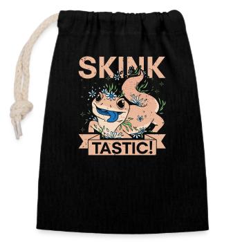 Bluetongue lizard, skink, smooth lizard, blue tongue - Closable cotton gift bag (14x20cm) - black - Front