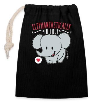 14. Februar Valentinstags-Geschenk Süsser Elefant - Verschließbarer Geschenkbeutel aus Baumwolle (14x20cm) - Schwarz - Vorne