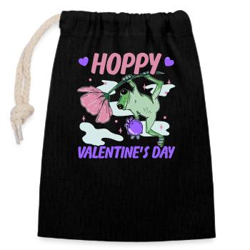 14. Februar Valentinstag-Geschenk Lustiger Frosch - Verschließbarer Geschenkbeutel aus Baumwolle (14x20cm) - Schwarz - Vorne