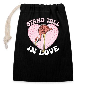 14. Februar Valentinstag-Geschenk Süsser Flamingo - Verschließbarer Geschenkbeutel aus Baumwolle (14x20cm) - Schwarz - Vorne
