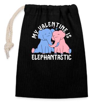 14. Februar Valentinstags-Geschenk Süsser Elefant - Verschließbarer Geschenkbeutel aus Baumwolle (14x20cm) - Schwarz - Vorne