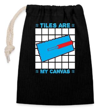 Profession Meilleure idée cadeau carreleur - Sac cadeau en coton avec cordon (14 x 20 cm) - noir - Devant