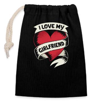 14. Februar Valentinstag-Geschenk FreundinLiebe - Verschließbarer Geschenkbeutel aus Baumwolle (14x20cm) - Schwarz - Vorne