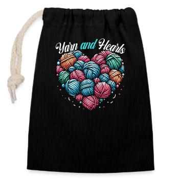 14. Februar Valentinstag Häkeln Stricken Nähen - Verschließbarer Geschenkbeutel aus Baumwolle (14x20cm) - Schwarz - Vorne