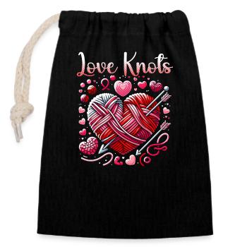 14. Februar Valentinstag Häkeln Stricken Nähen - Verschließbarer Geschenkbeutel aus Baumwolle (14x20cm) - Schwarz - Vorne