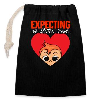 Announcement Pregnancy Valentine's Day Baby - Closable cotton gift bag (14x20cm) - black - Front