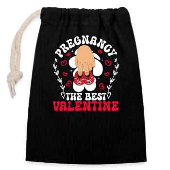 Ankündigung Schwangerschaft Valentinstag Baby - Verschließbarer Geschenkbeutel aus Baumwolle (14x20cm) - Schwarz - Vorne