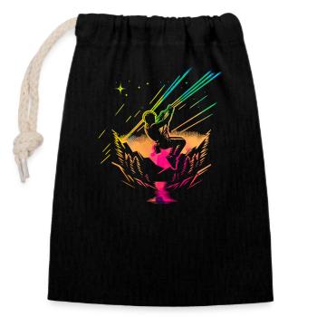 Tyrolienne Amateur Zipliner Aventure Extrême Fil De Fer - Sac cadeau en coton avec cordon (14 x 20 cm) - noir - Devant