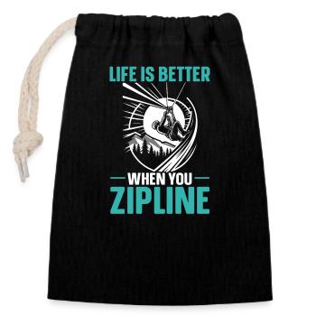 Zipline Lover Zipliner Extreme Adventure High Wire - Closable cotton gift bag (14x20cm) - black - Front