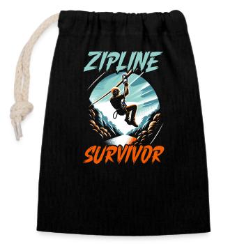Zipline Lover Zipliner Extreme Abenteuer Hochseil - Verschließbarer Geschenkbeutel aus Baumwolle (14x20cm) - Schwarz - Vorne