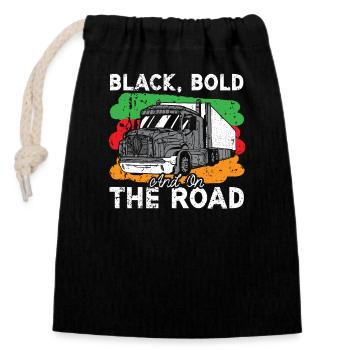 Black History Month Black Pride Truck Driver Trucker - Closable cotton gift bag (14x20cm) - black - Front