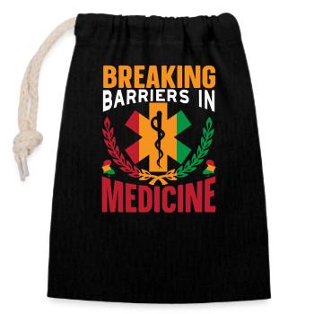 Black Story Afro-Américain Médecin Docteur - Sac cadeau en coton avec cordon (14 x 20 cm) - noir - Devant