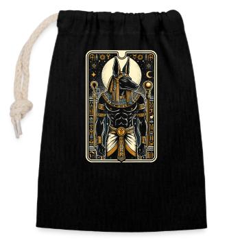 Anubis Dieu égyptien Mythologie Egypte Pharaon - Sac cadeau en coton avec cordon (14 x 20 cm) - noir - Devant
