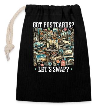 Stamp Collecting, Postcard Collector, Philately - Closable cotton gift bag (14x20cm) - black - Front