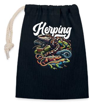 Herpétologie Reptile Amoureux Serpents Lézards - Sac cadeau en coton avec cordon (14 x 20 cm) - bleu marine - Devant