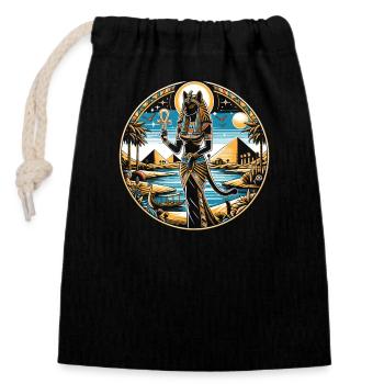 Bastet Cat Goddess Egypt Egyptian Mythology - Closable cotton gift bag (14x20cm) - black - Front