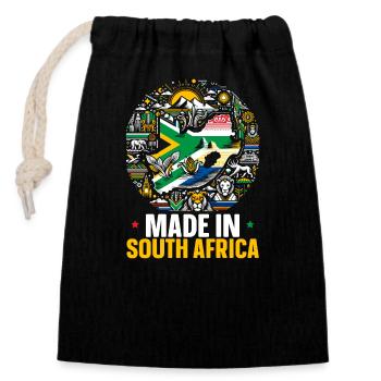 South Africa Pride South African Flag - Closable cotton gift bag (14x20cm) - black - Front