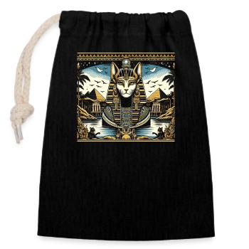Bastet Cat Goddess Egypt Egyptian Mythology - Closable cotton gift bag (14x20cm) - black - Front