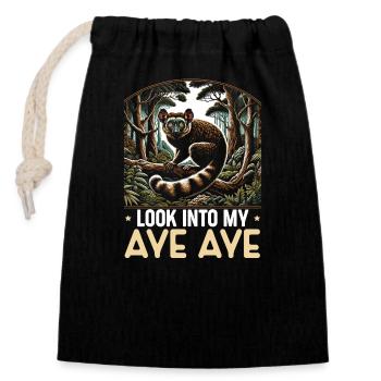 Aye Aye Lemur Cute Monkey Madagascar - Closable cotton gift bag (14x20cm) - black - Front
