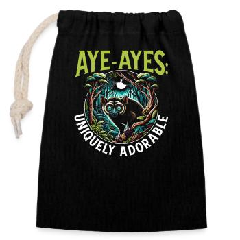 Aye Aye Lemur Cute Monkey Madagascar - Closable cotton gift bag (14x20cm) - black - Front
