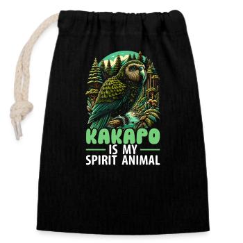 Kakapo Lover New Zealand Owl Parrot Bird - Closable cotton gift bag (14x20cm) - black - Front