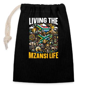 Südafrika Pride Südafrikanische Flagge Mzansi Life - Verschließbarer Geschenkbeutel aus Baumwolle (14x20cm) - Schwarz - Vorne