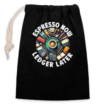 Comptable Contrôleur Comptabilité Café - Sac cadeau en coton avec cordon (14 x 20 cm) - noir - Devant