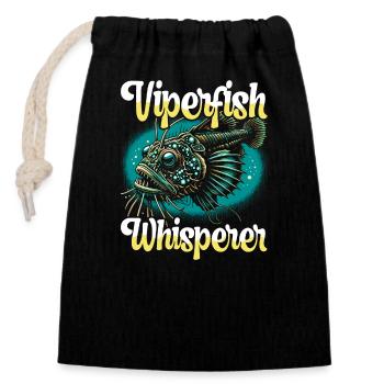Grusel Tiefsee Viperfisch Angler Meeresbiologe - Verschließbarer Geschenkbeutel aus Baumwolle (14x20cm) - Schwarz - Vorne