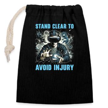 VR Gamer VR Jeux vidéo Joueur Nerd - Sac cadeau en coton avec cordon (14 x 20 cm) - noir - Devant