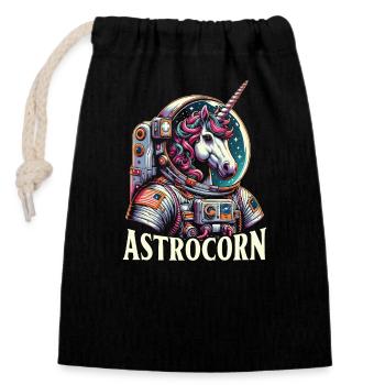 Astrocorn Astronaut Unicorn Mythical Creature - Closable cotton gift bag (14x20cm) - black - Front