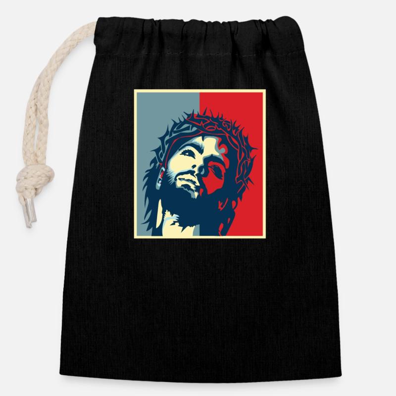 Équipe Jésus-Christ Christianisme Religion Christ - Sac cadeau en coton avec cordon (14 x 20 cm) - noir