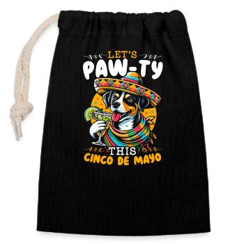 Funny Cinco De Mayo Mexico Dog - Closable cotton gift bag (14x20cm) - black - Front