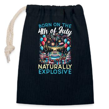 Fourth of July Birthday Patriotic 4th of July USA - Closable cotton gift bag (14x20cm) - navy - Front