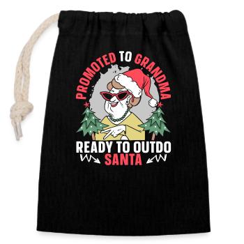 Promoted to Grandma Grandmother - Closable cotton gift bag (14x20cm) - black - Front