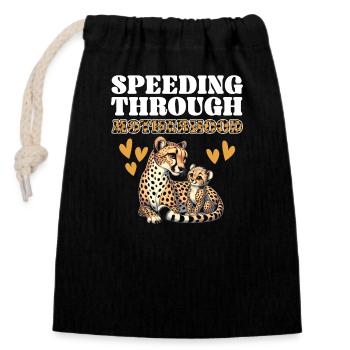 Mother's Day Cheetah Lover Maternity Best - Closable cotton gift bag (14x20cm) - black - Front