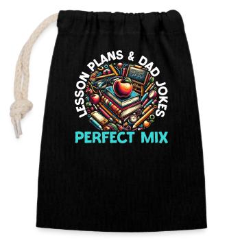 Fatherhood School Teacher for Father's Day - Closable cotton gift bag (14x20cm) - black - Front