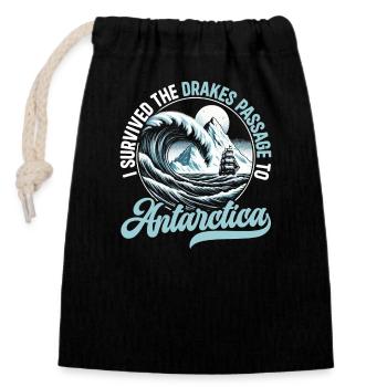 Strait Antarctic Expedition - Closable cotton gift bag (14x20cm) - black - Front