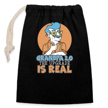 Grandfather promoted to grandfather by grandpa - Closable cotton gift bag (14x20cm) - black - Front