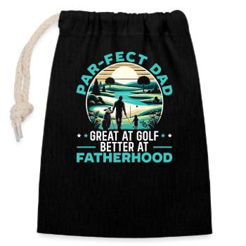 Father's Day Golfers Golfers Paternity - Closable cotton gift bag (14x20cm) - black - Front