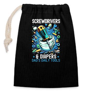 Father's Day, Mechanic, Fatherhood, Best Dad - Closable cotton gift bag (14x20cm) - black - Front