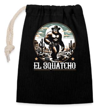 Amant du Bigfoot de l’Ouest Sasquatch Yéti - Sac cadeau en coton avec cordon (14 x 20 cm) - noir - Devant