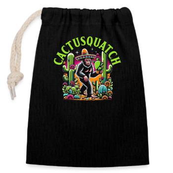 Amant du Bigfoot de l’Ouest Sasquatch Yéti - Sac cadeau en coton avec cordon (14 x 20 cm) - noir - Devant
