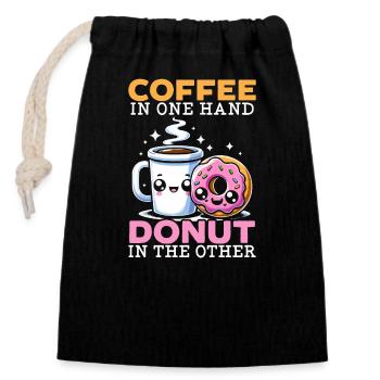 Nationaler Donut-tag, Donut-liebhaber, - Verschließbarer Geschenkbeutel aus Baumwolle (14x20cm) - Schwarz - Vorne